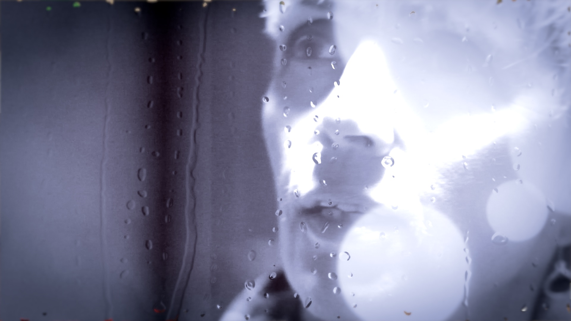 Sparkling grey and white close up of a face looking to the left
